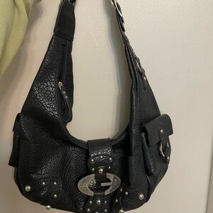 Guess Y2K Black Studded Leather Shoulder Bag